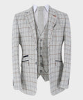 Men's Cody Ice Blue 3-Piece Tweed Windowpane Formal Slim Fit Set