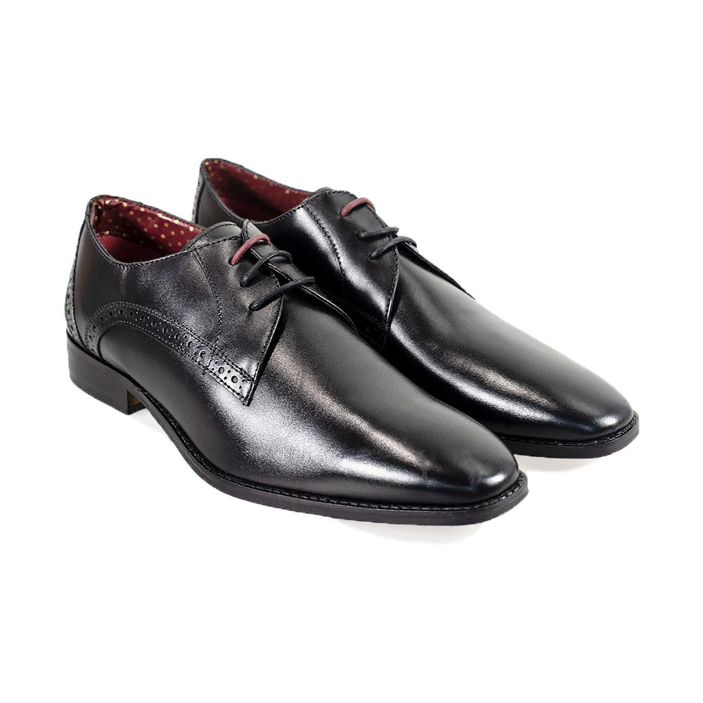 Mens Black Leather Derby Shoes JOHN