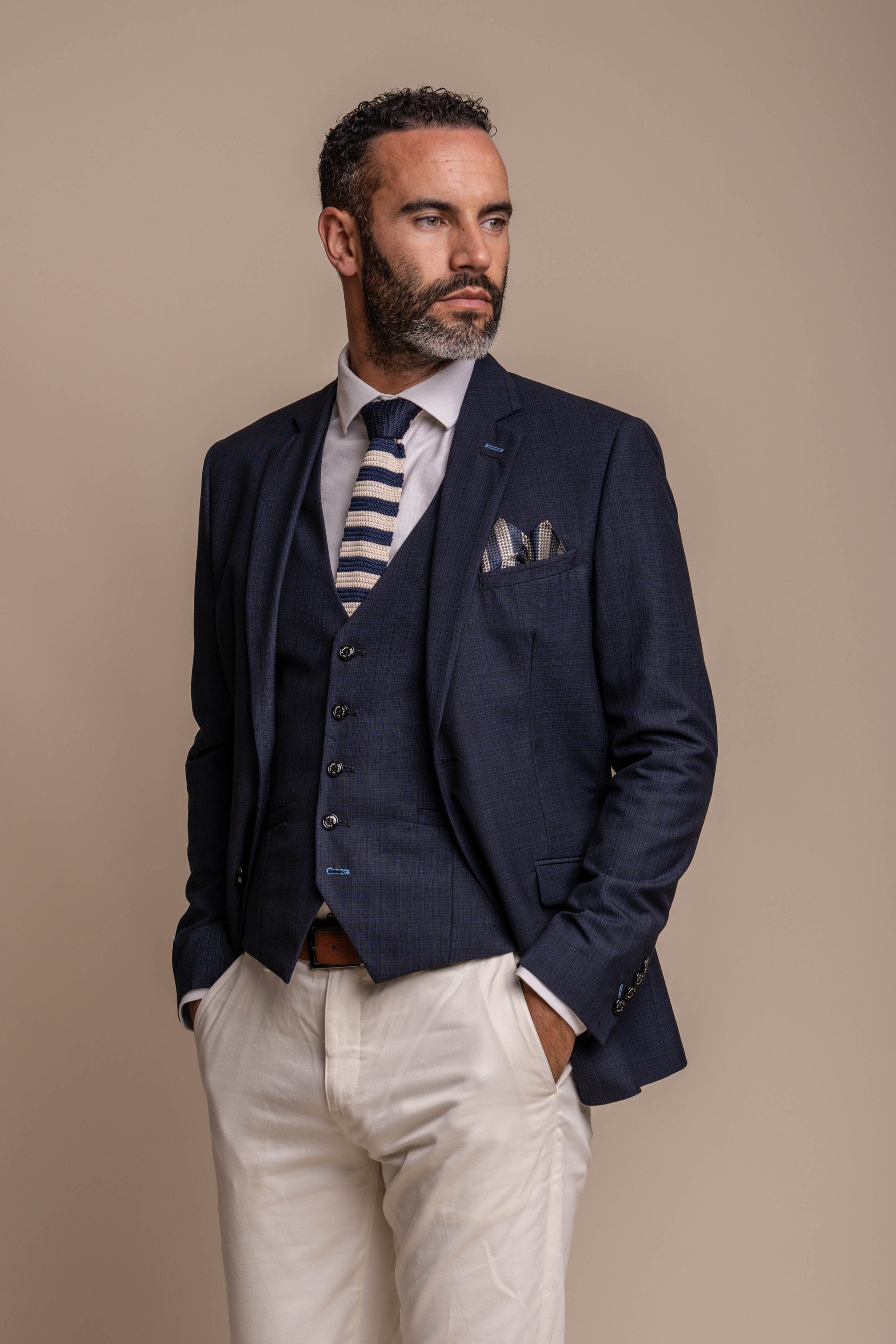 Seeba Navy with Dakota Beige Chino Men's Combined Suit Set