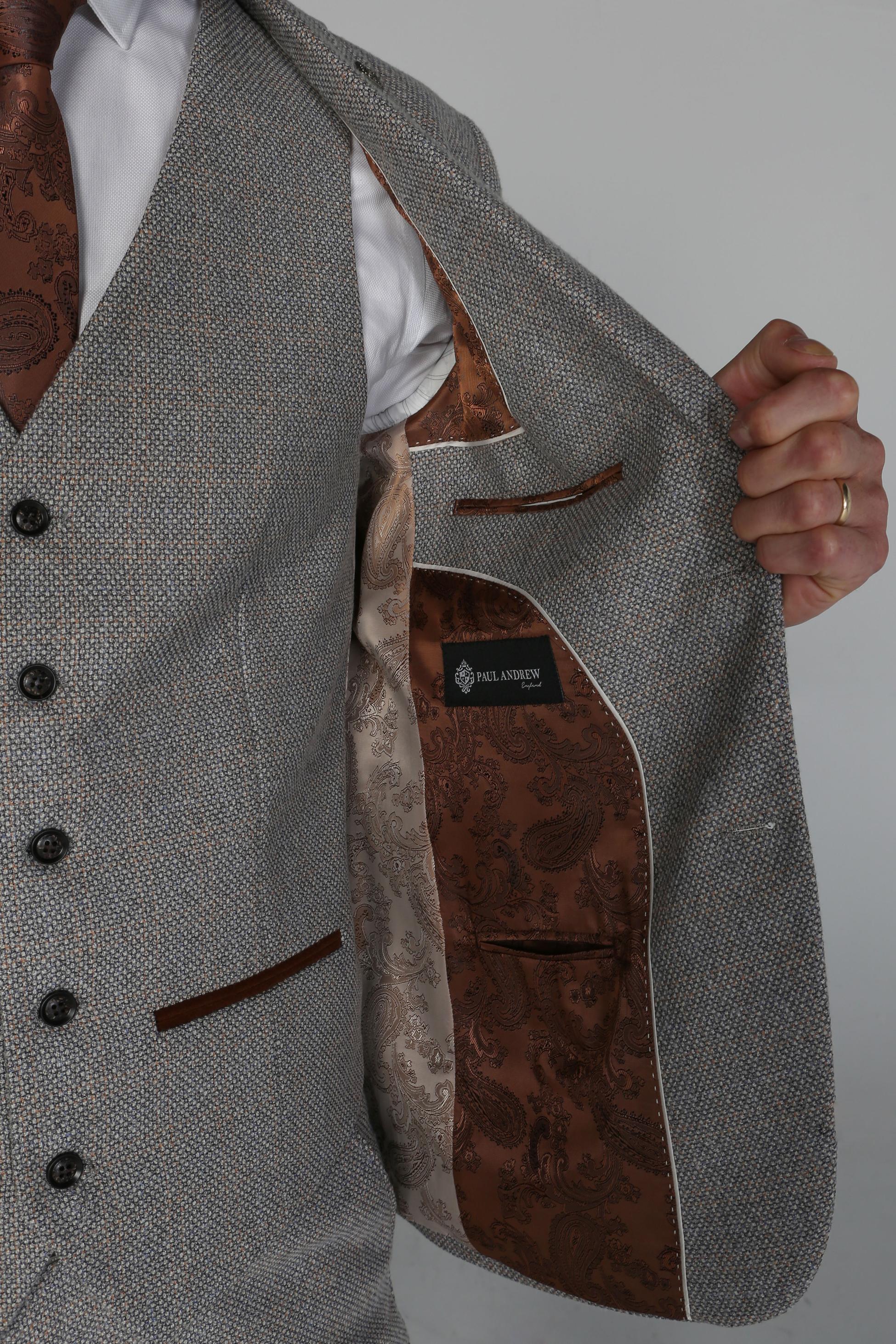 Mens Cream Tweed Like Tailored Fit Formal Suit RALPH