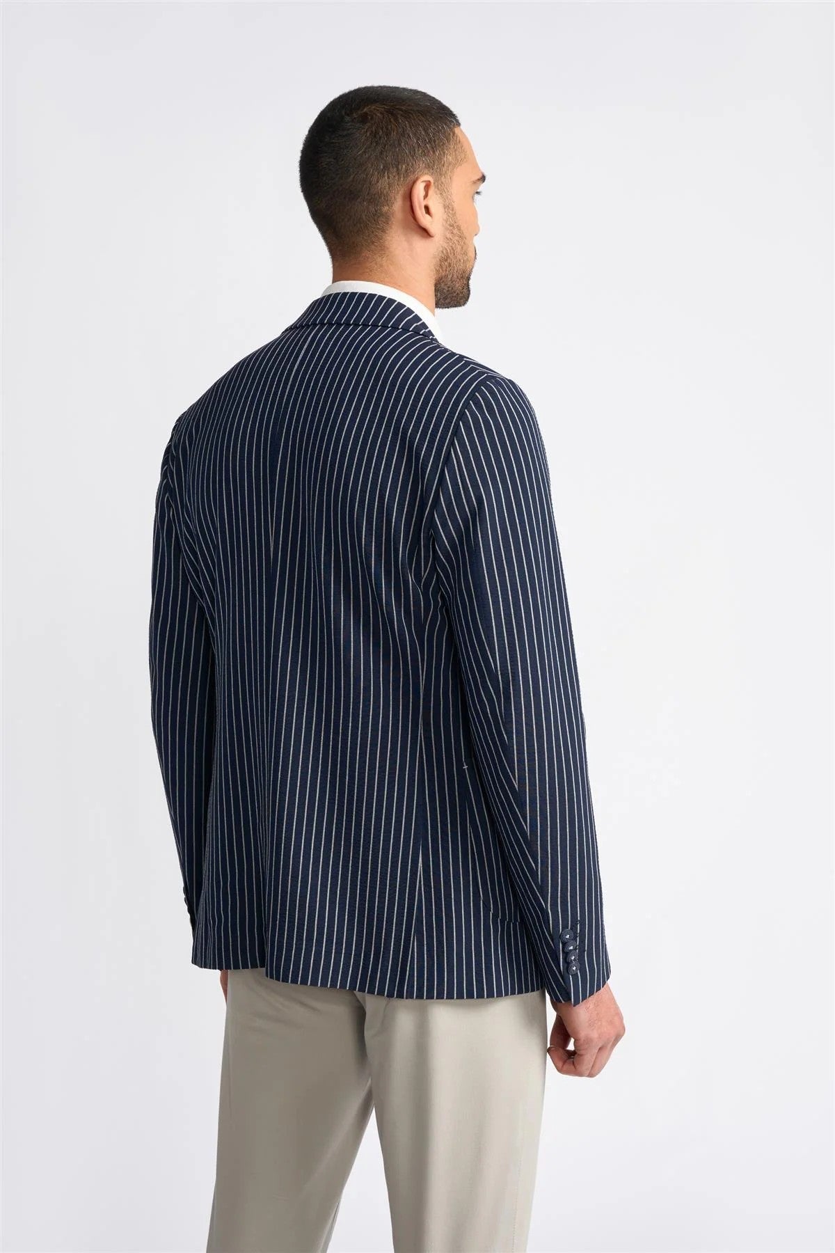 Men’s Navy Pinstripe Slim Fit Blazer JULIAN