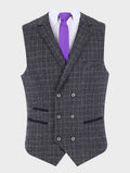 Mens grey tweed houndstooth check waistcoat