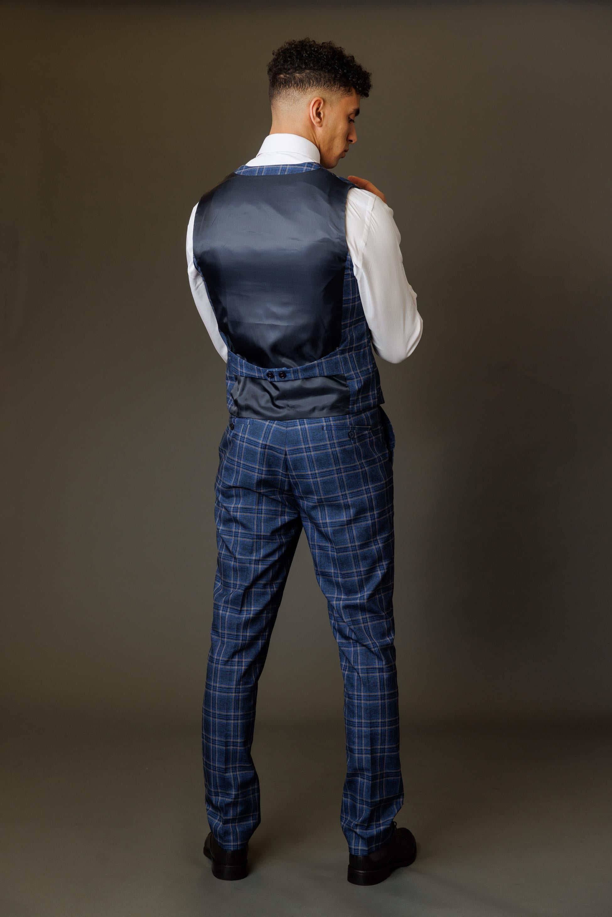 Men's Blake Midnight Navy Windowpane Check Slim Fit Suit