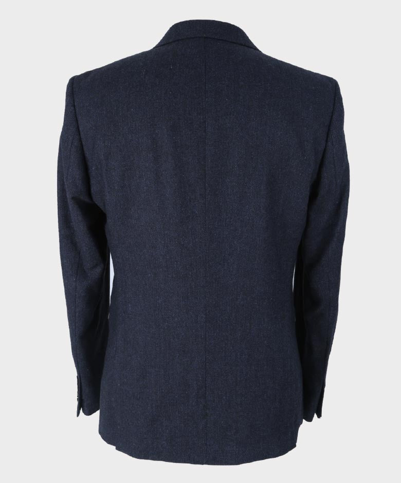 Men’s Navy Herringbone Tweed Slim Fit Suit Jacket MARTEZ