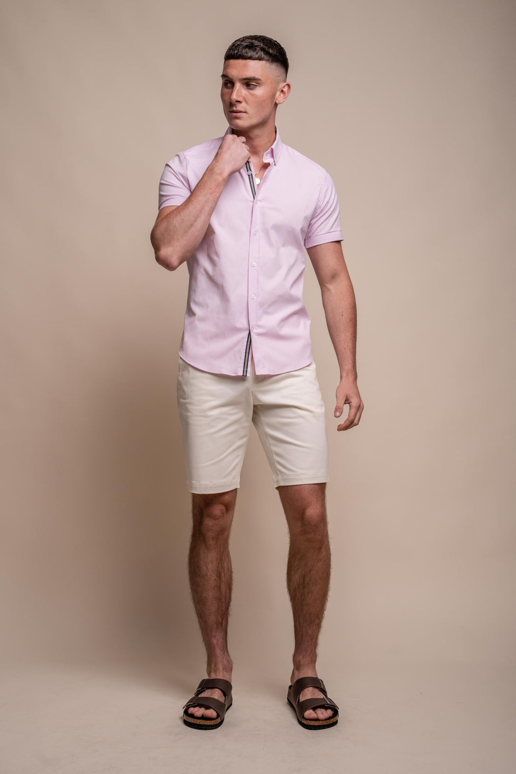 Mens Vito Pink Short Sleeve Cotton Shirt