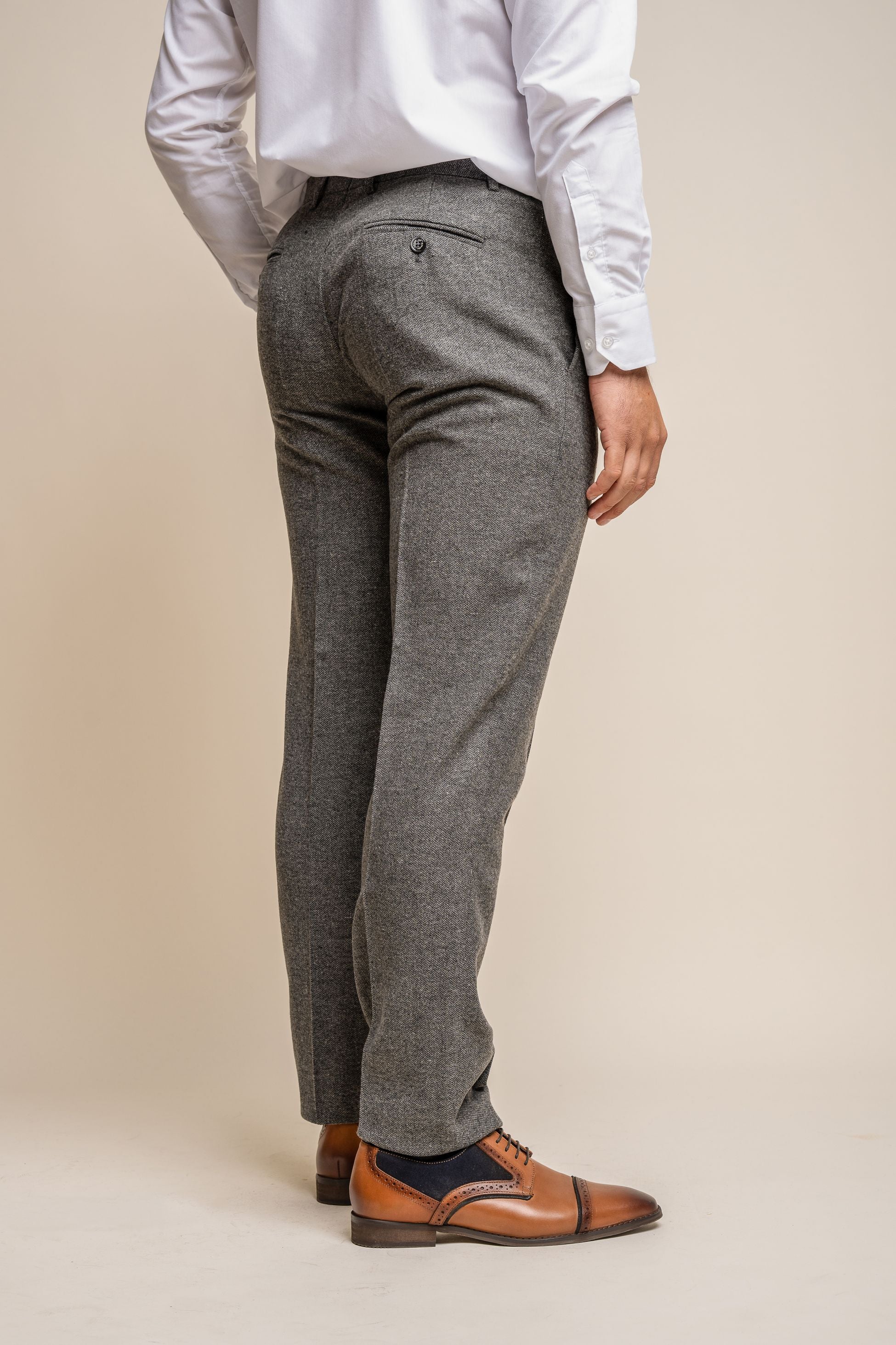 Men's Martez-Radika Herringbone Suit with Double-Breasted Waistcoat Set