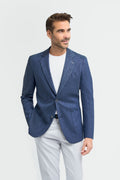 Image of men’s linen herringbone slim fit blazer in navy blue