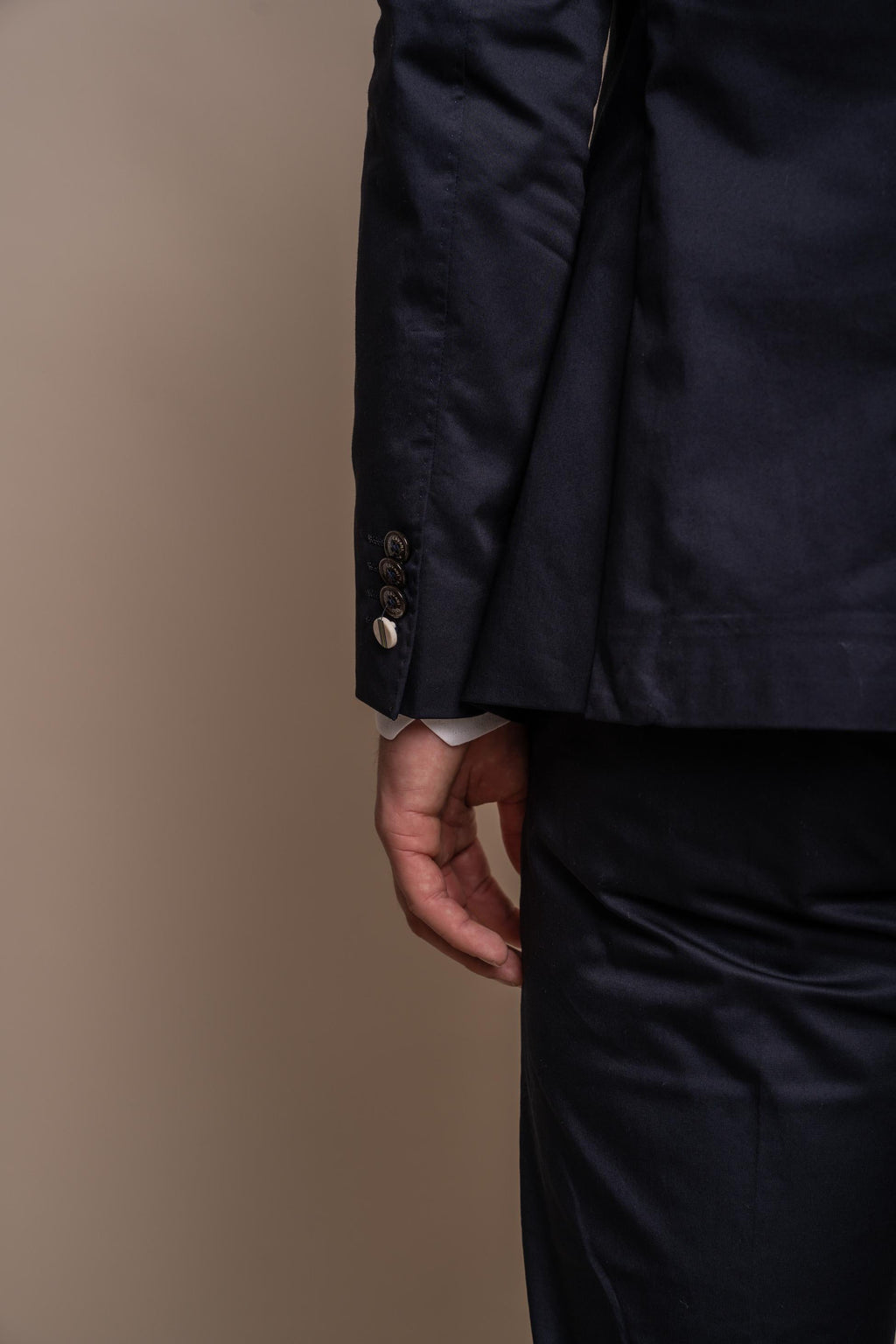 Mens Navy Cotton Slim Fit Formal Suit Jacket MARIO