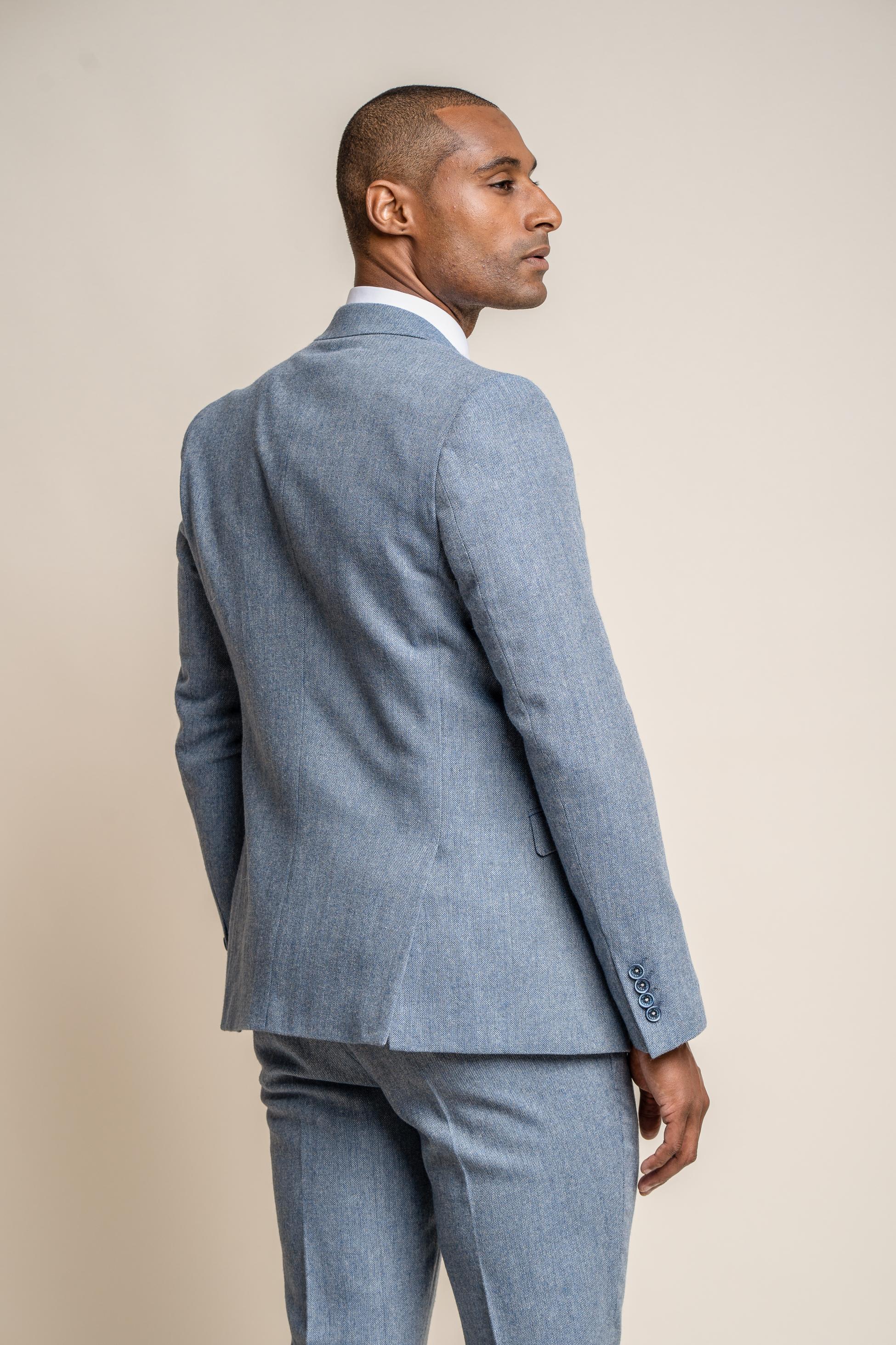 Men’s Light Blue Tweed Slim Fit Suit Jacket WELLS