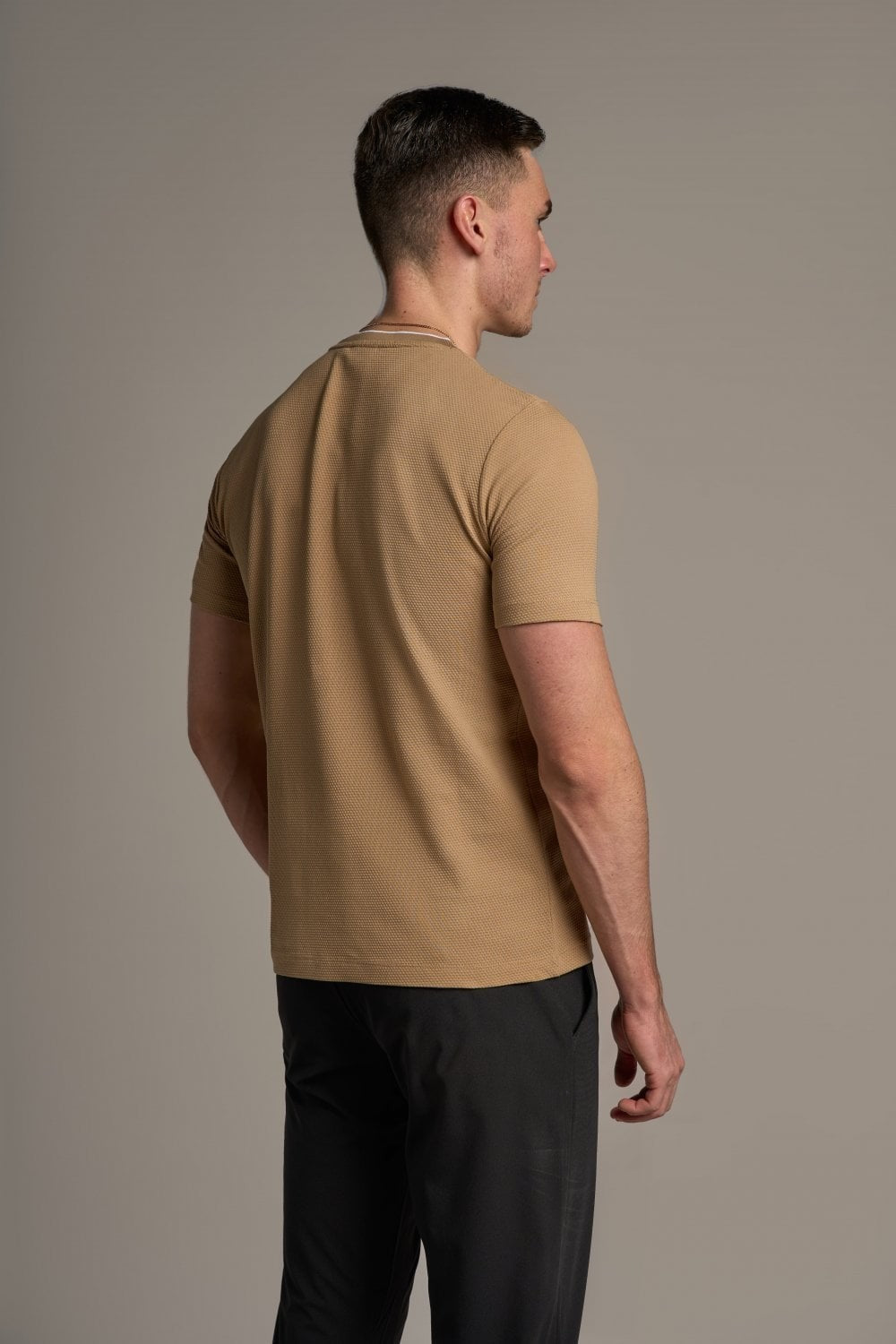 Mens Sand Brown Cotton Slim Fit T Shirt BYRON