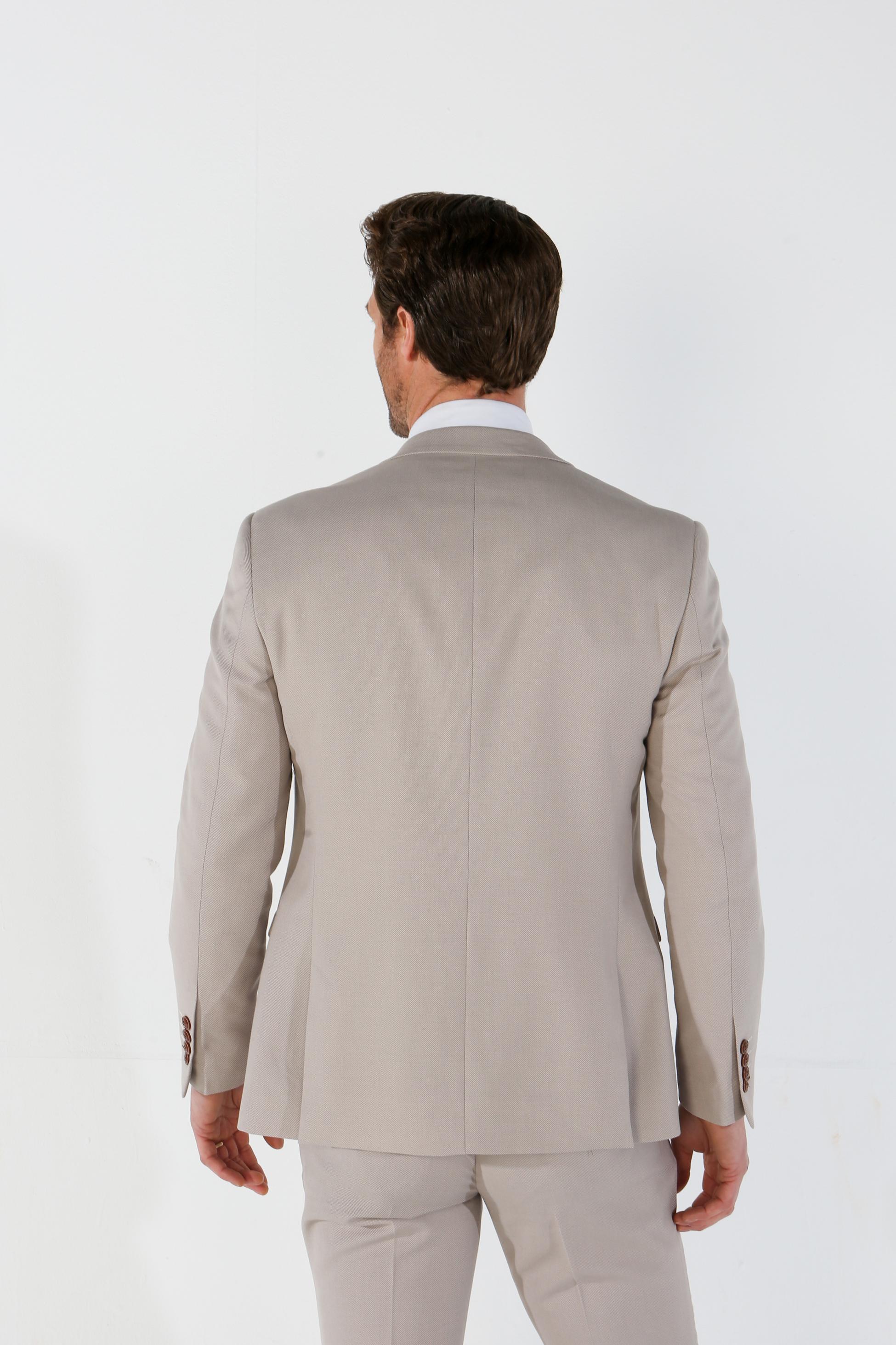 Mens Stone Beige Tailored Fit Suit Jacket MAYFAIR