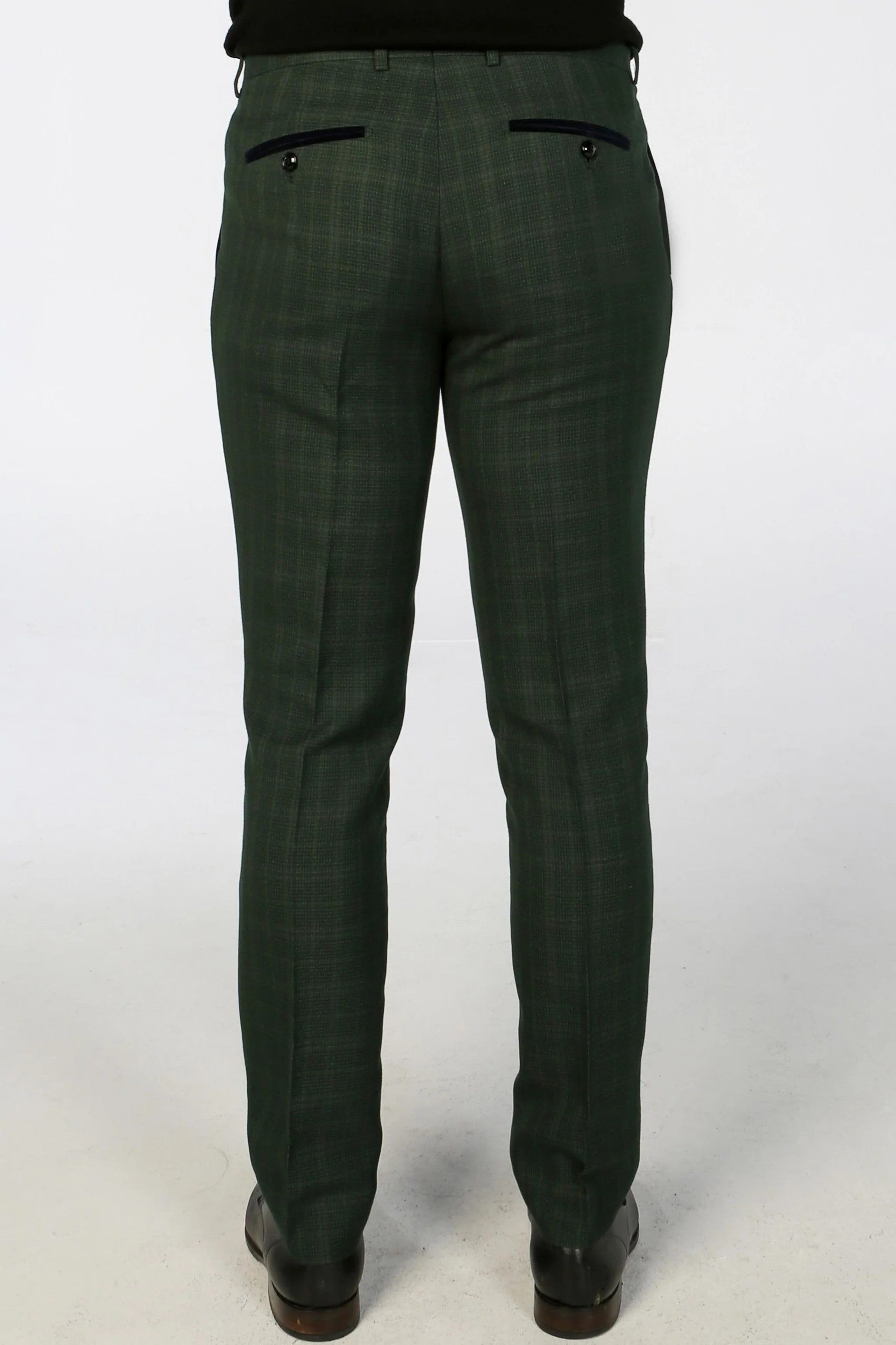 Mens Green Tailored Fit Check Suit LEO