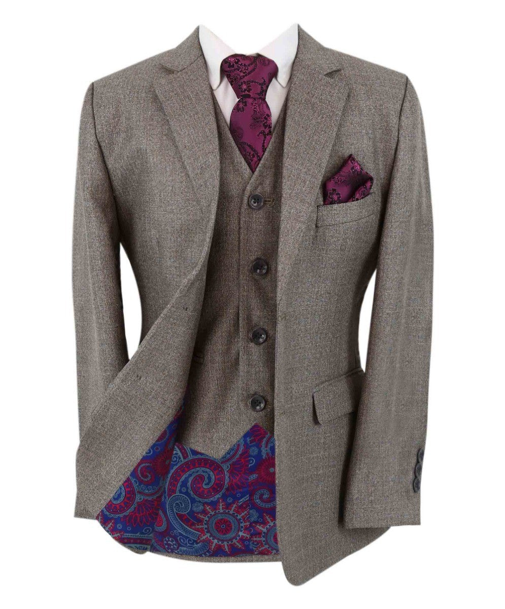 Tailored Beige Suit for Boys – Dark Beige
