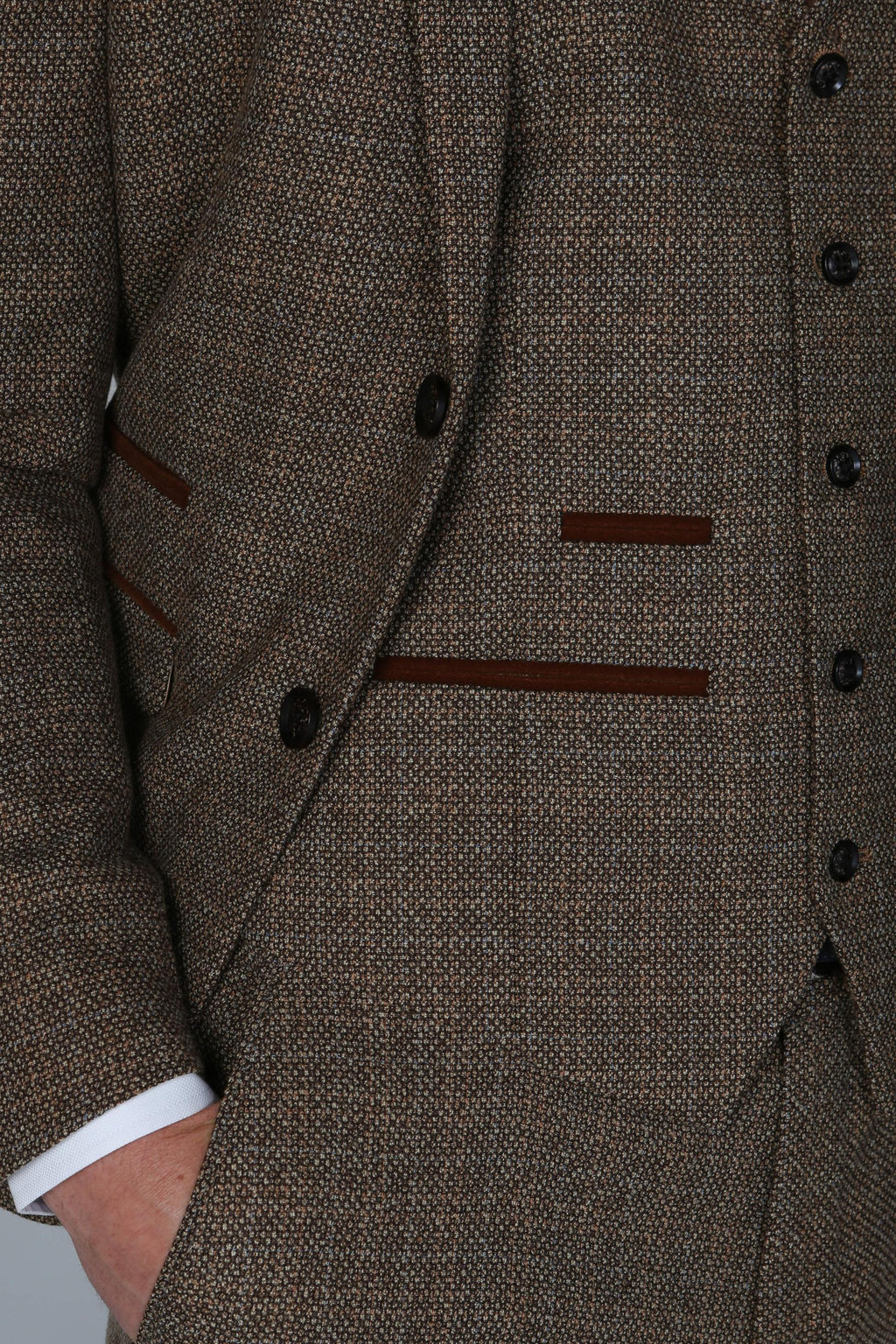 Mens Brown Tweed Like Tailored Fit Formal Suit RALPH