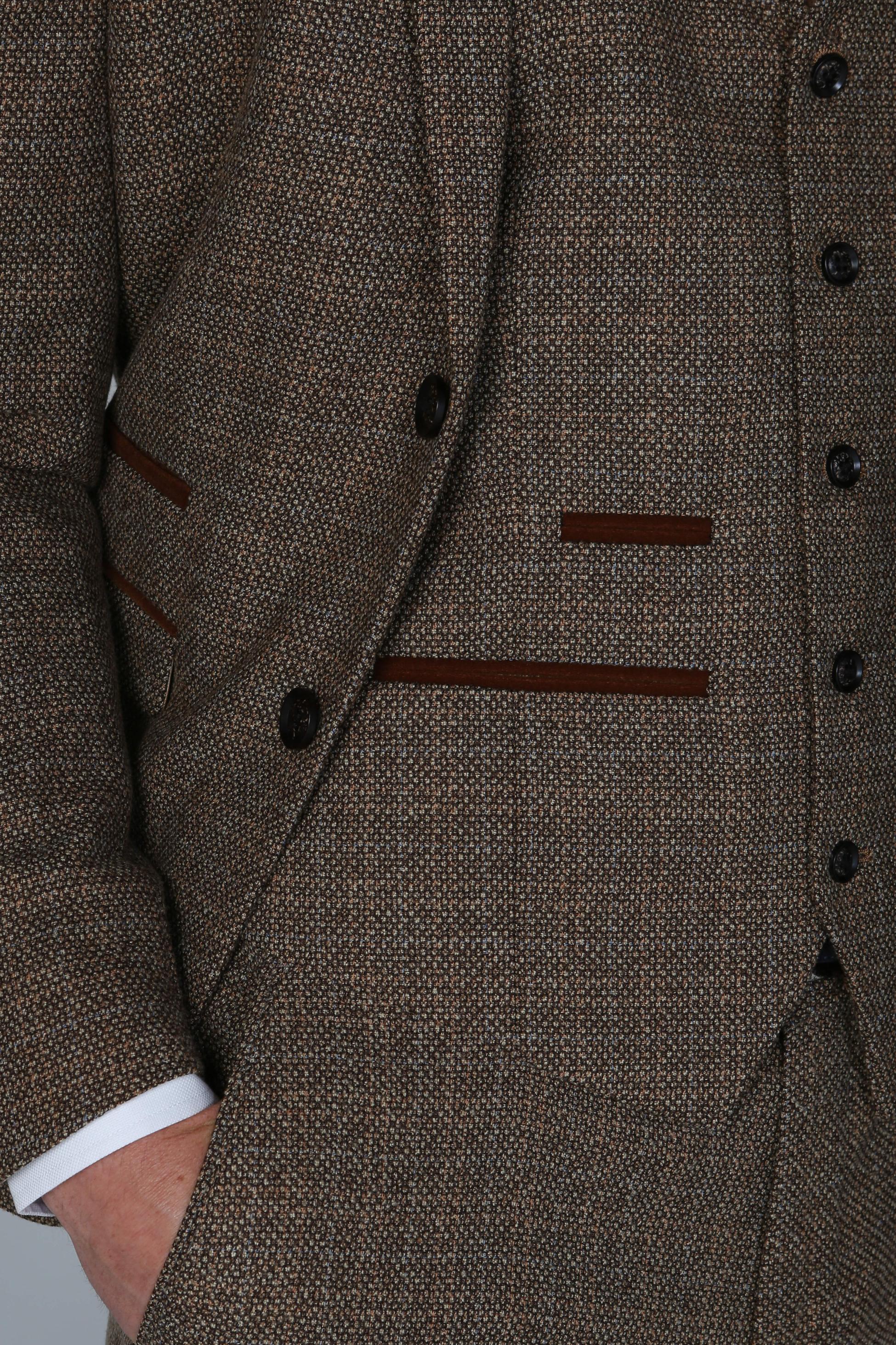 Mens Brown Tweed Like Tailored Fit Formal Suit RALPH