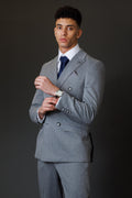 JAYCE Grey Men's Double Breasted Pinstripe Suit