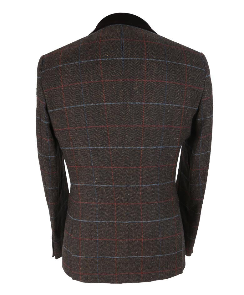 Men's Tommy Chocolate Brown Retro Check Slim Fit Suit