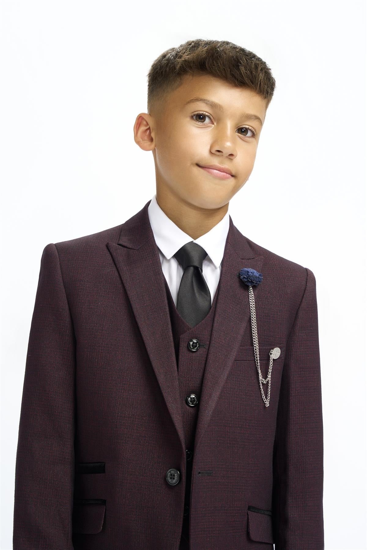 3-Piece Slim Suit for Boys – Wine