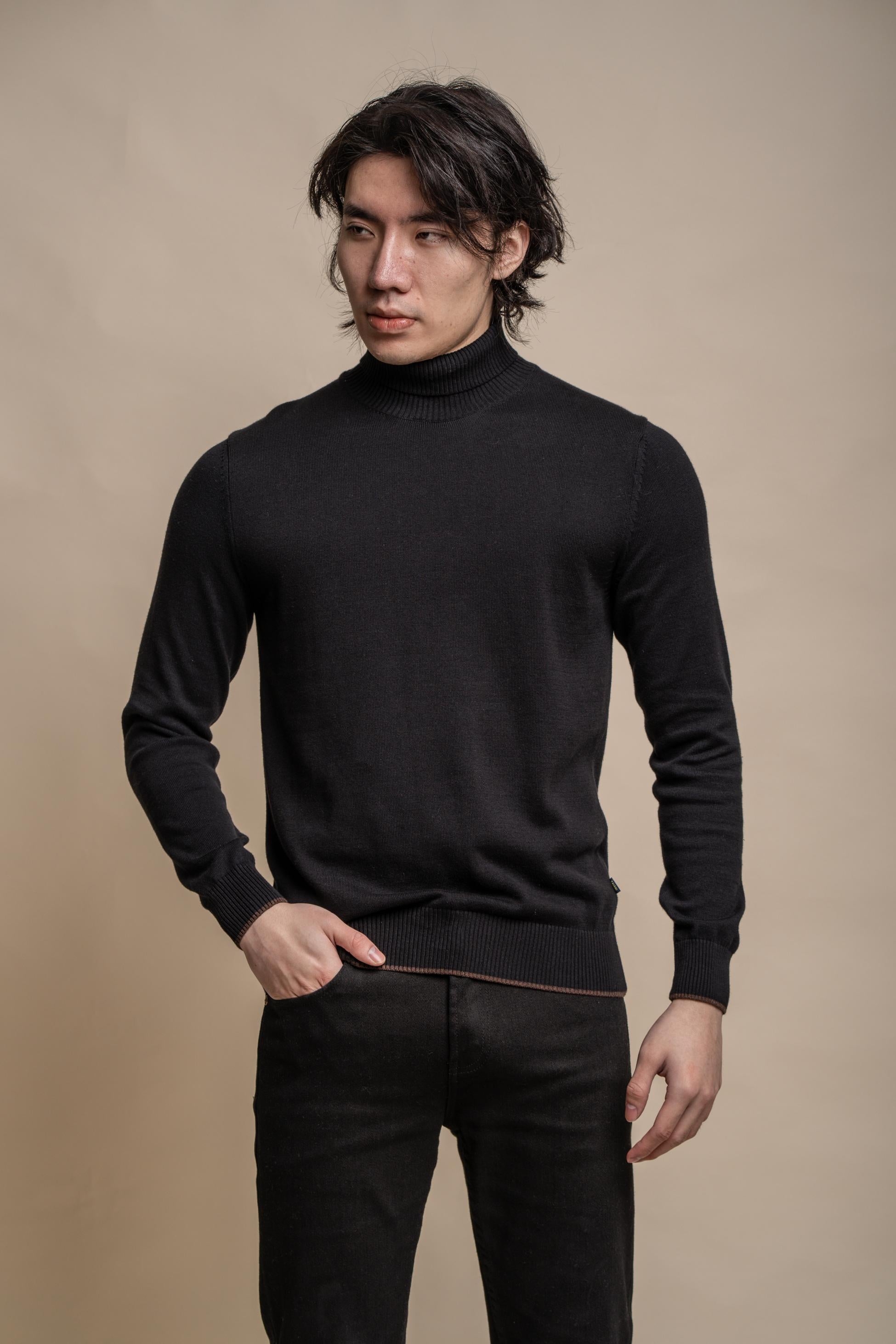 Men’s cotton roll turtleneck jumper, smart casual