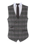 Mens grey tailored fit tweed check waistcoat Sebastian