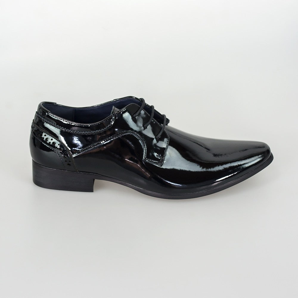 Mens Black Patent Lace Up Tuxedo Shoes SCOTT