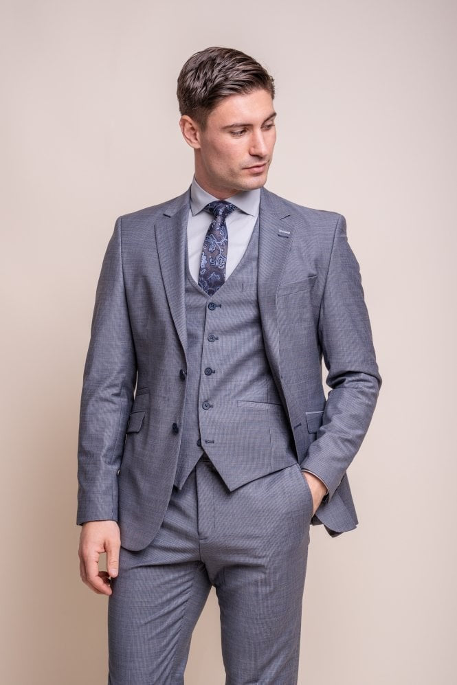 BOND Puppytooth Grey Men's Wool Blend Slim Fit Suit