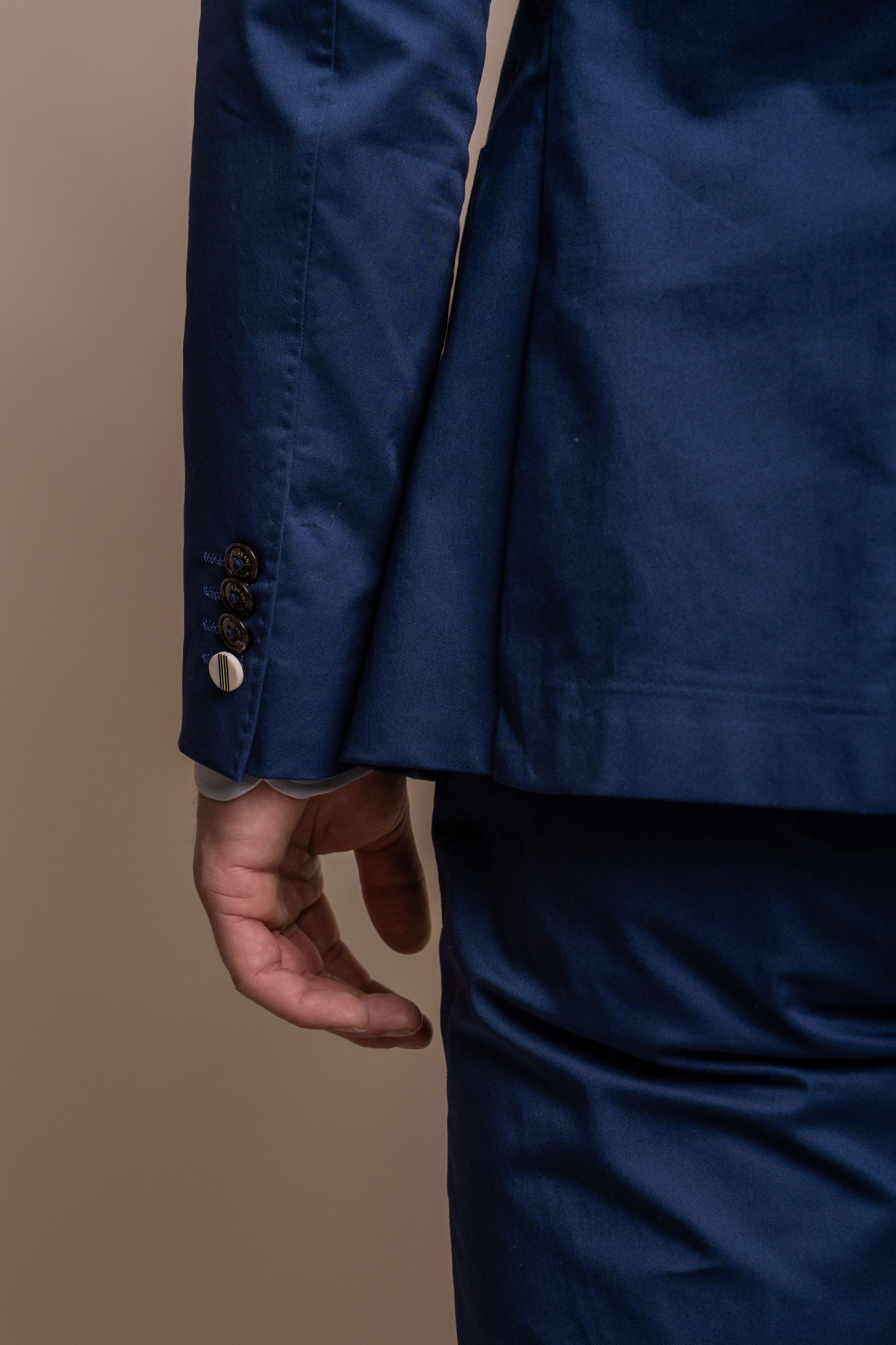 Mens Electric Blue Cotton Slim Fit Formal Suit Jacket MARIO