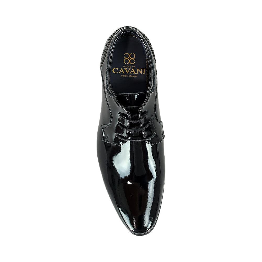 Mens Black Patent Lace Up Tuxedo Shoes SCOTT