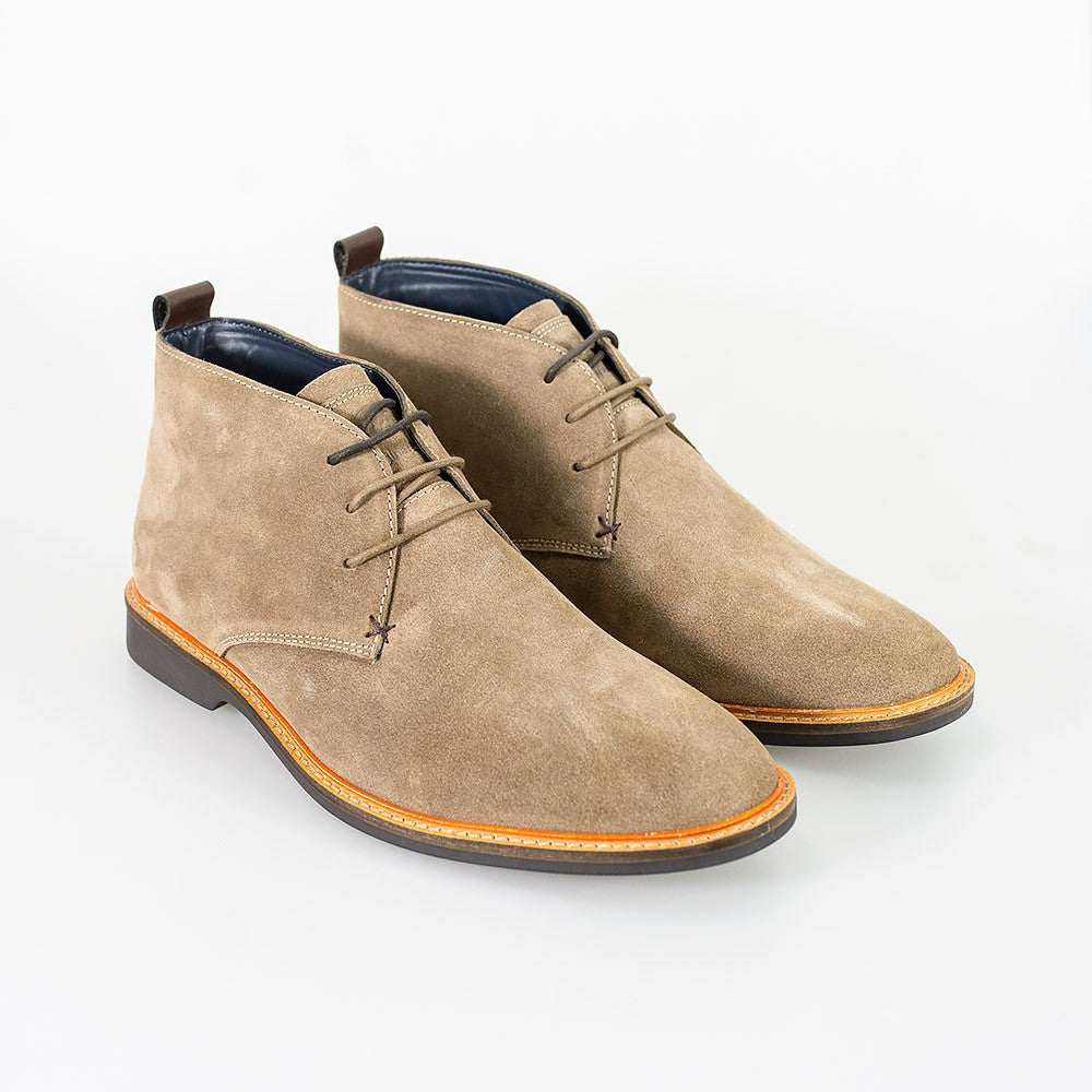 Men's sand beige suede chukka boots, SAHARA.
