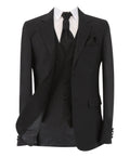 Black suit with white shirt and tie on a white background