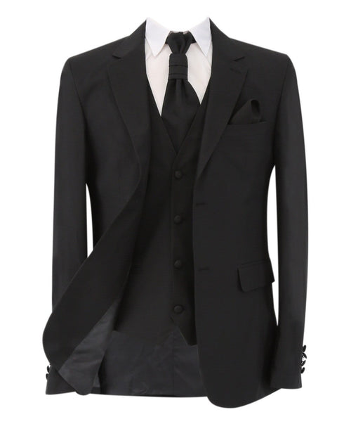 Black suit with white shirt and tie on a white background
