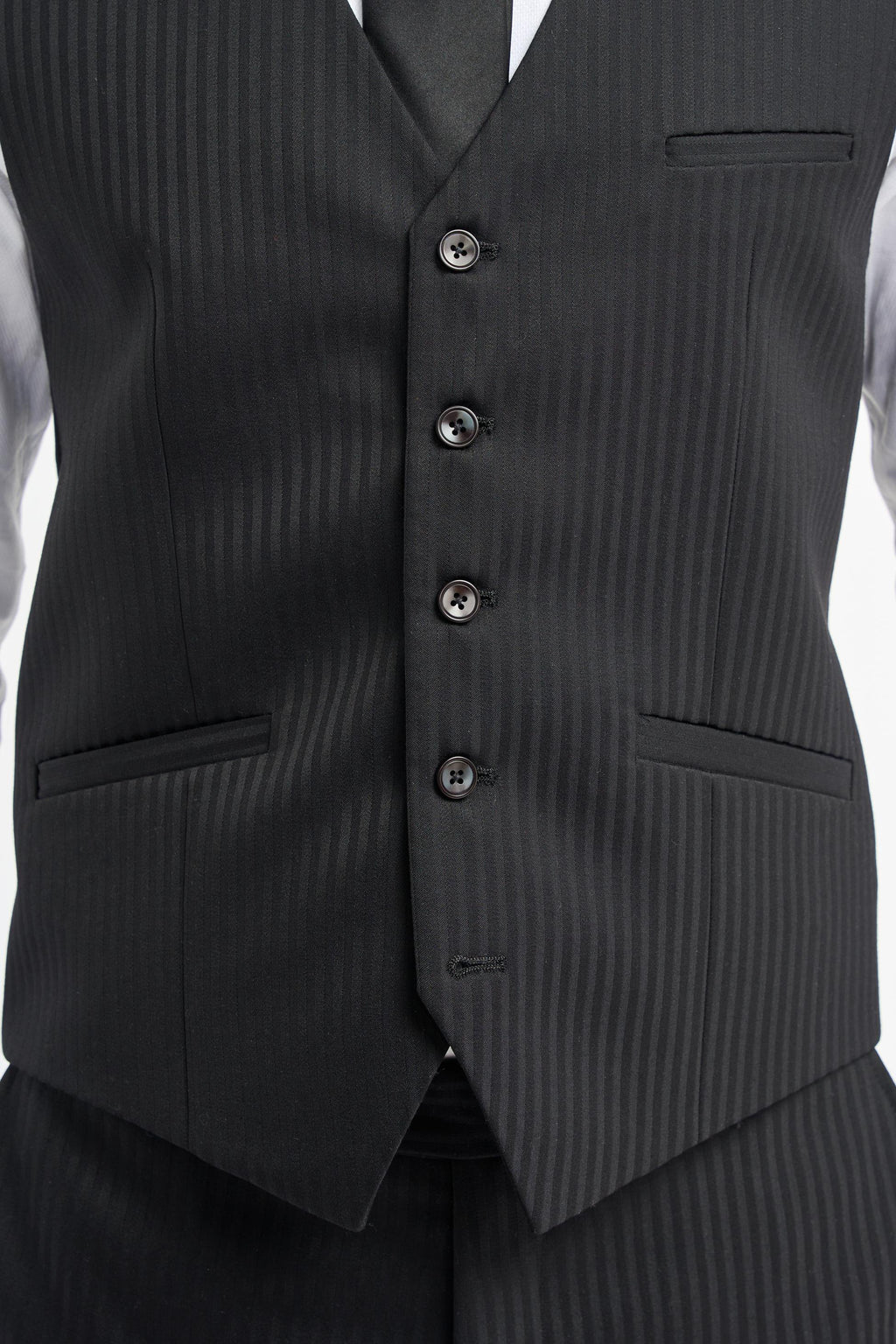 Roberto Black Men's 3-Piece Wool Pinstripe Suit