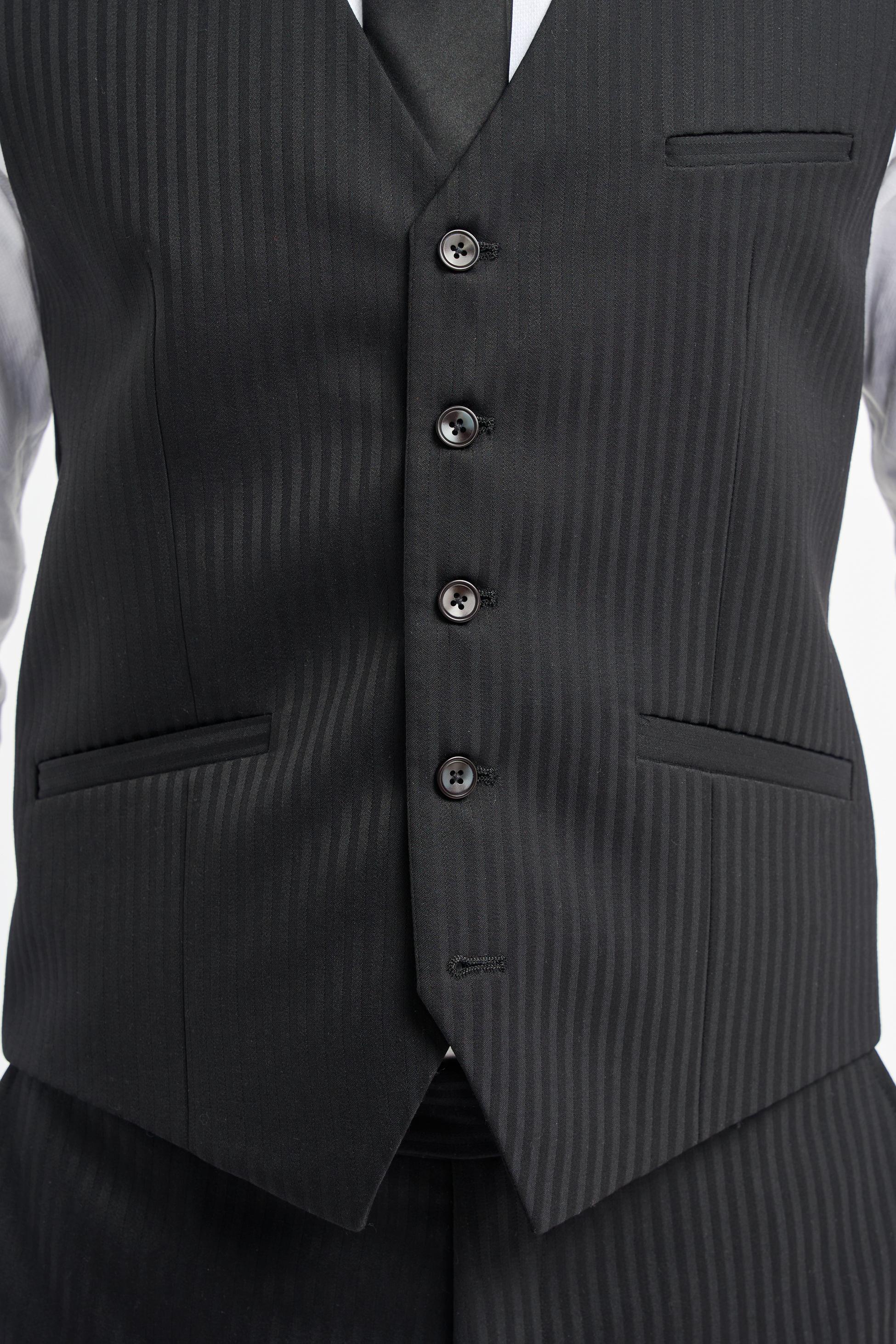 Roberto Black Men's 3-Piece Wool Pinstripe Suit