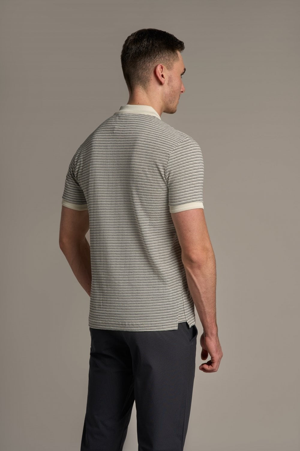 Mens Ecru Cotton Slim Fit Lance Polo Shirt