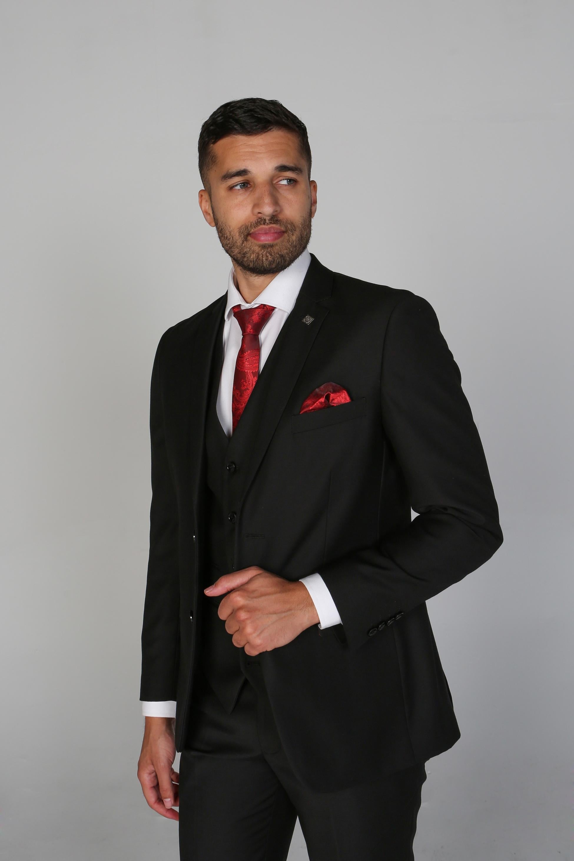 Men's tailored fit black suit
