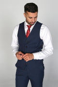 Mens navy tailored fit formal waistcoat Charles