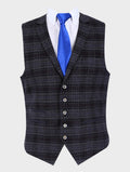 Mens black retro check slim fit waistcoat Gravano