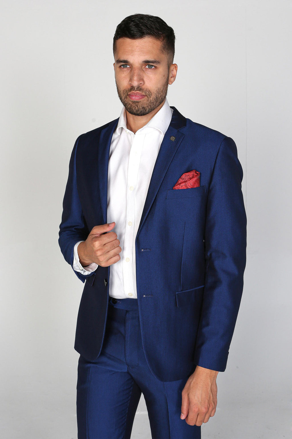 KINGSLEY Men’s Tailored Fit Royal Blue Sheen Suit