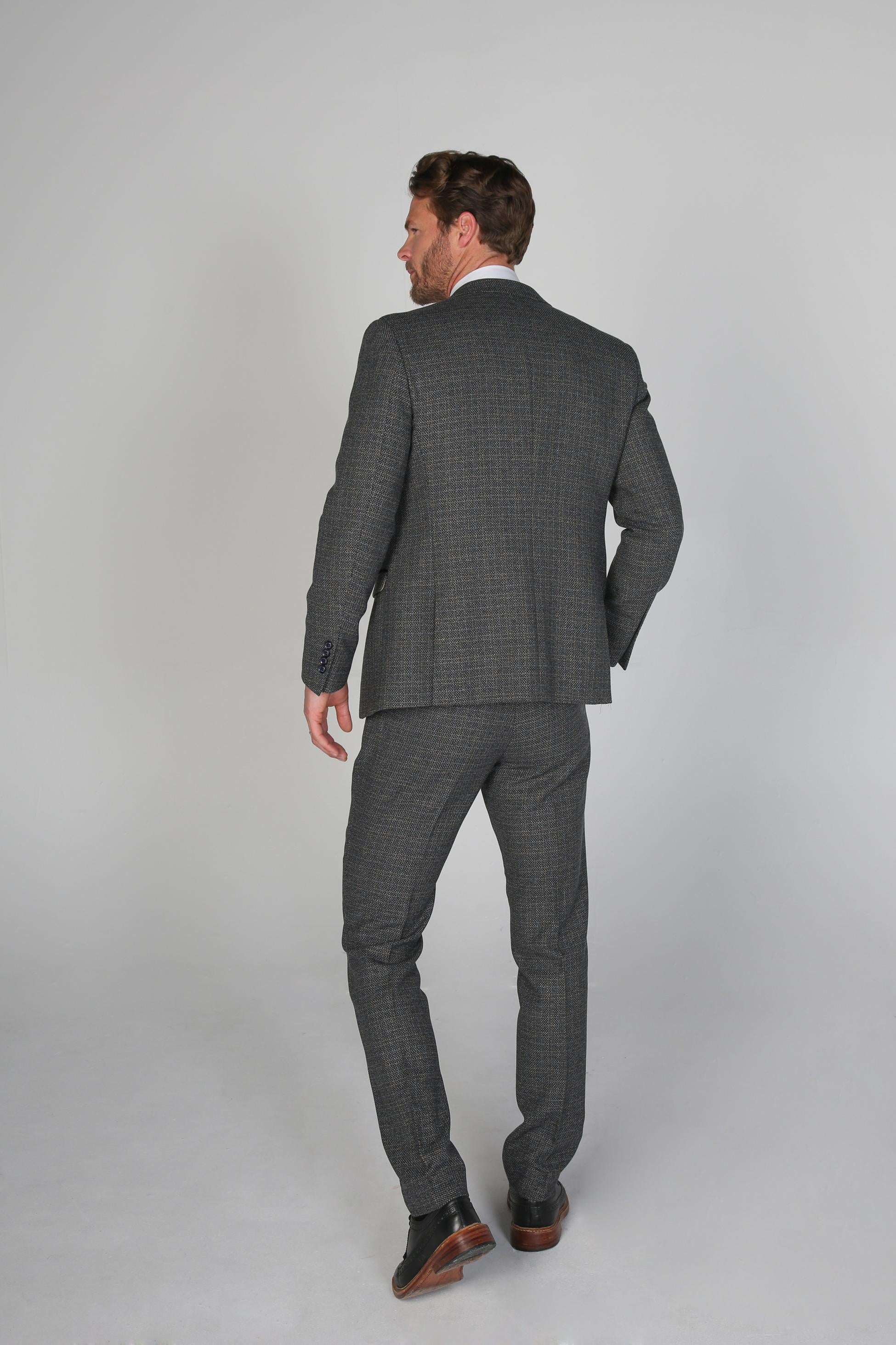 Mens Grey Tweed Like Tailored Fit Formal Suit RALPH