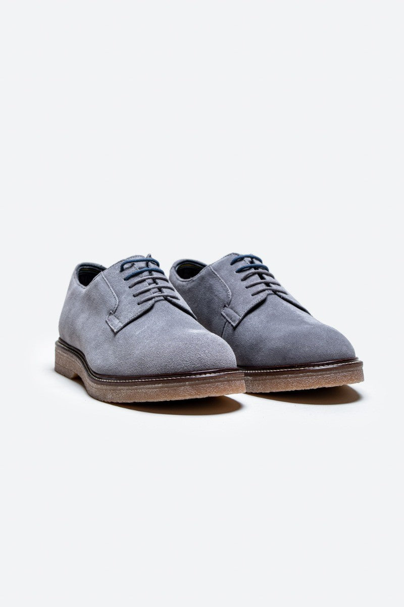 Men's dove grey suede lace-up shoes, RICHMOND.