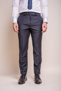Men's Wool Blend Slim Fit Trousers - BOND - Midnight Blue