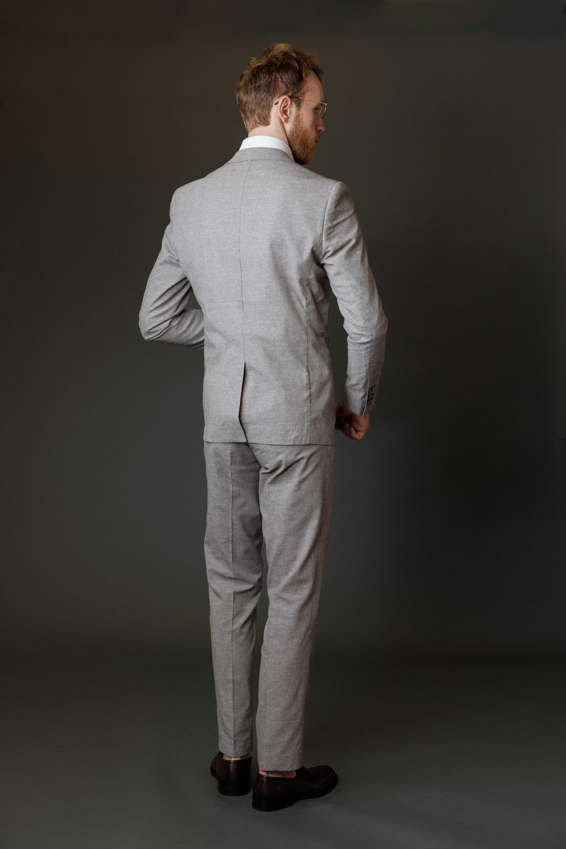JUDE Light Grey Men's Self Patterned Slim Fit Suit