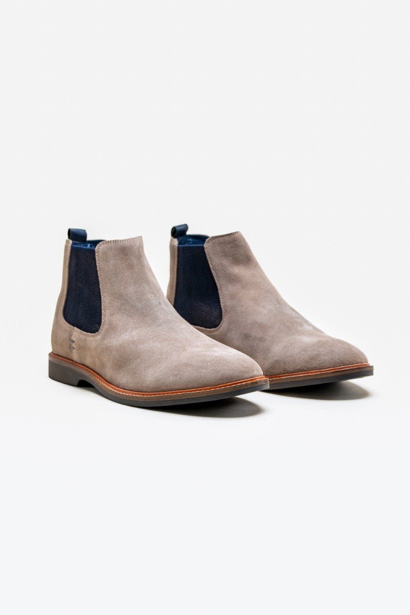 Mens Stone Beige Suede Low Ankle Slip On Chelsea Boots ARIZONA