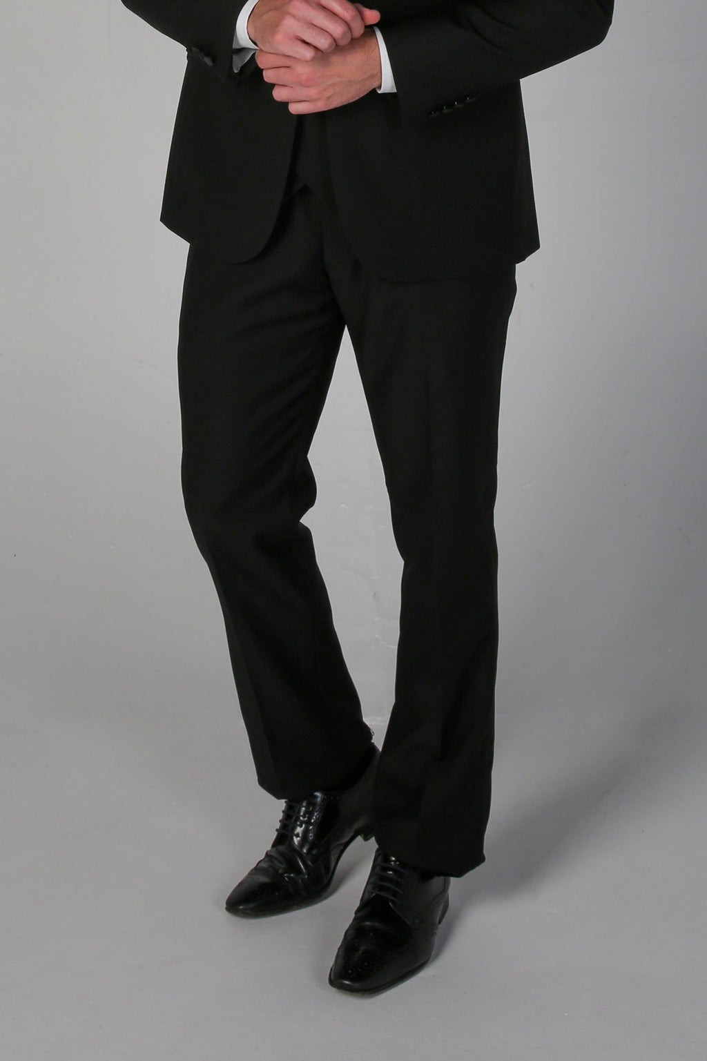 Men's Black Tailored fit Tuxedo Trousers - FORD