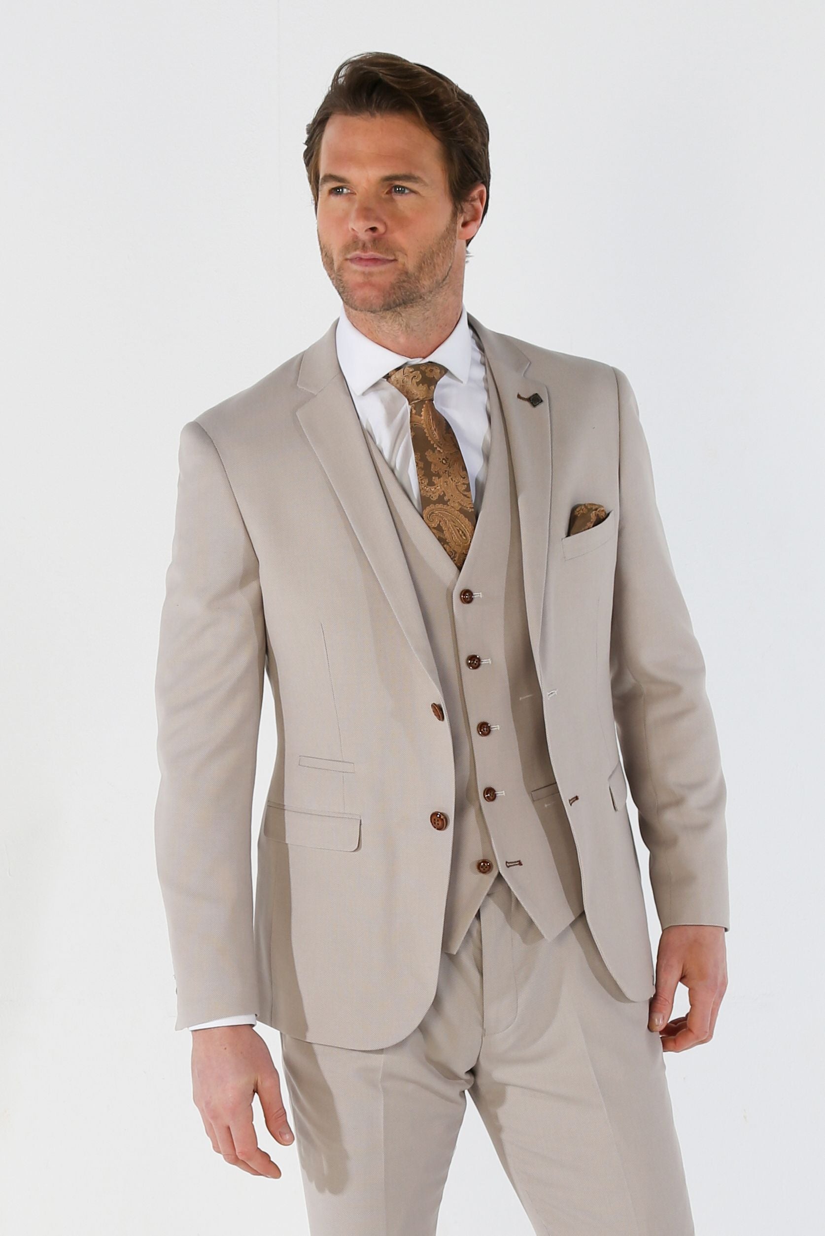 MAYFAIR Stone Beige Men's Tailored Fit Formal Suit