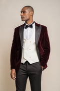 Mens wine slim fit velvet tuxedo blazer ROSA premium styling