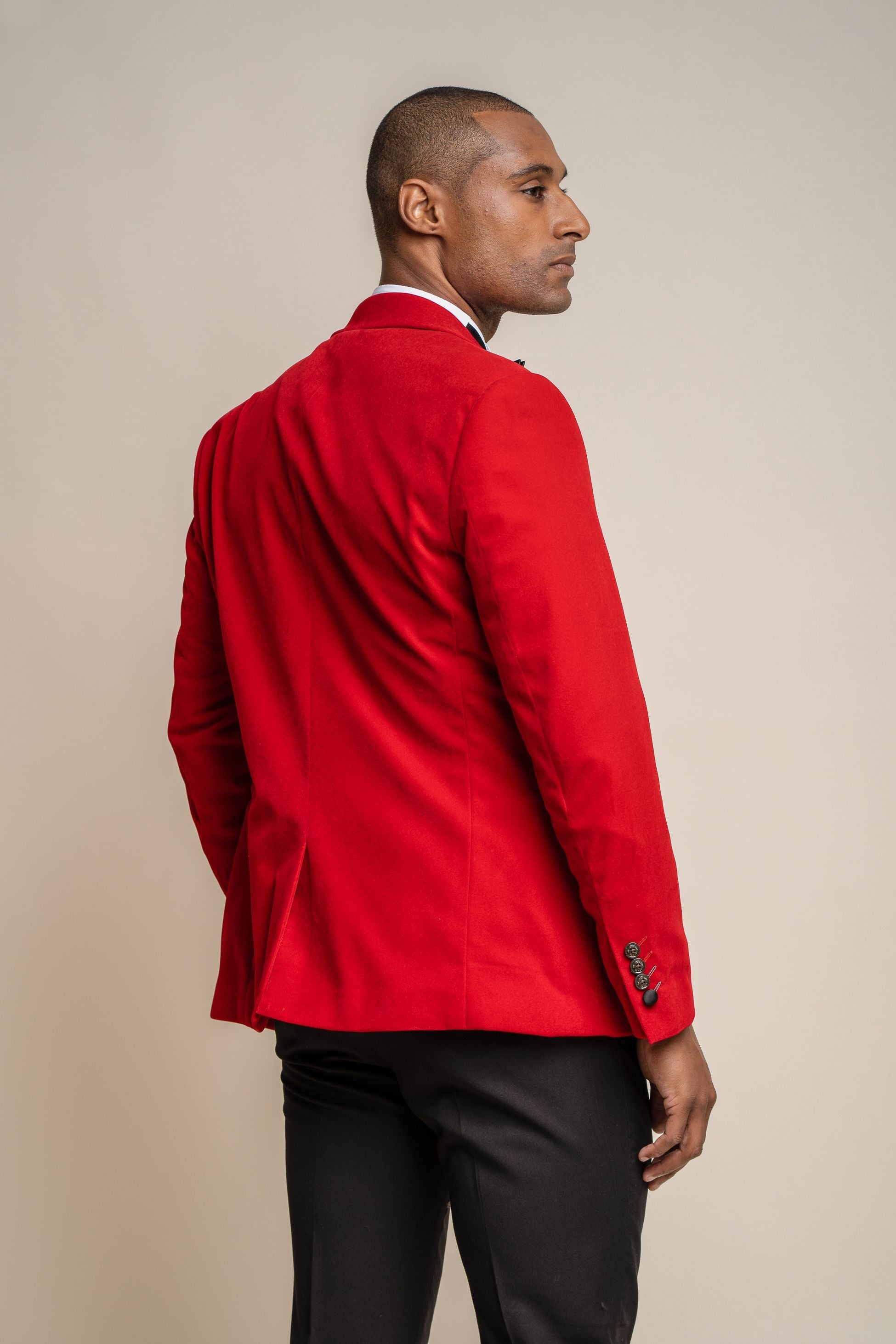 Mens Red Slim Fit Velvet Tuxedo Blazer ROSA