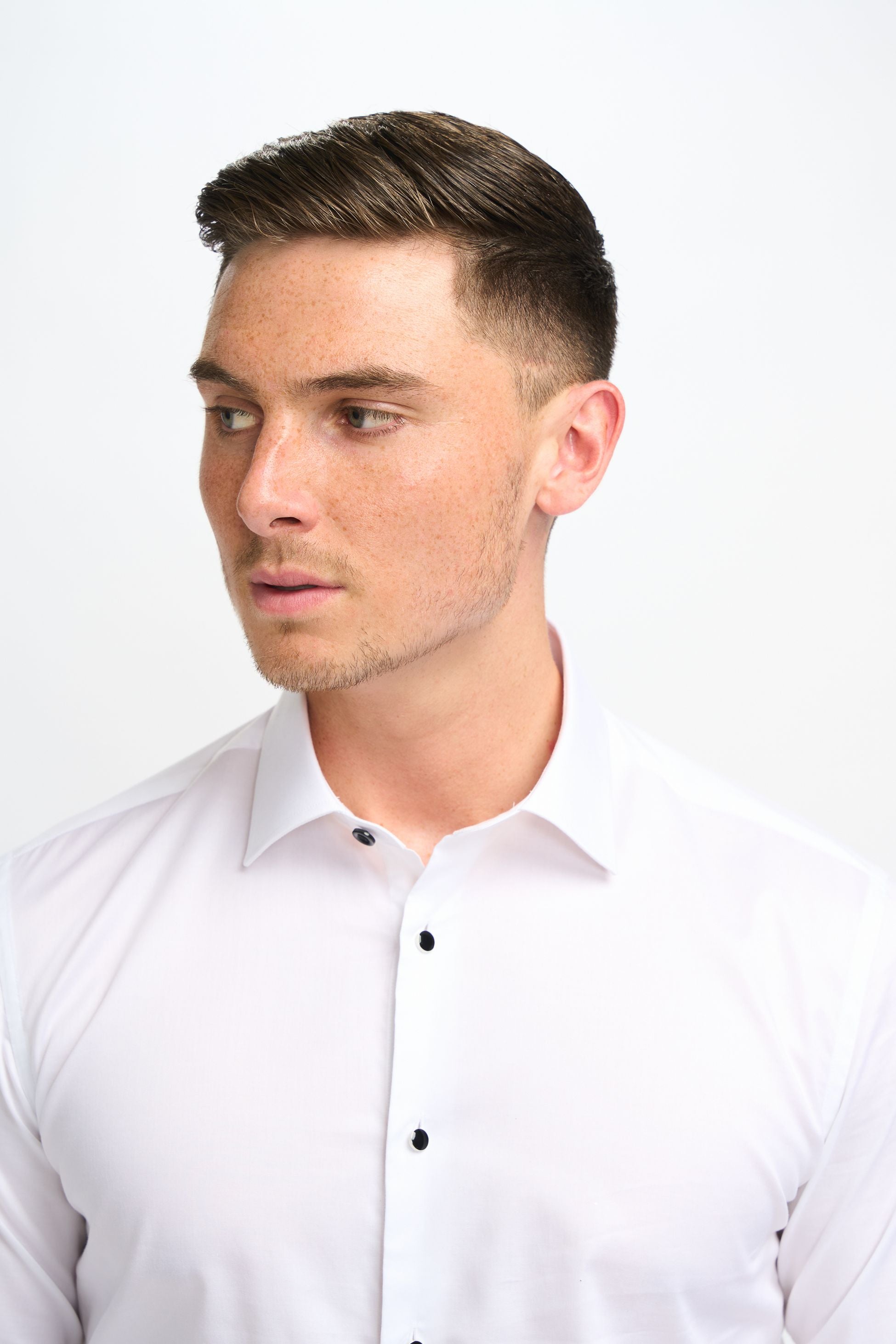 Mens Havana White Classic Collar Cotton Cufflink Shirt