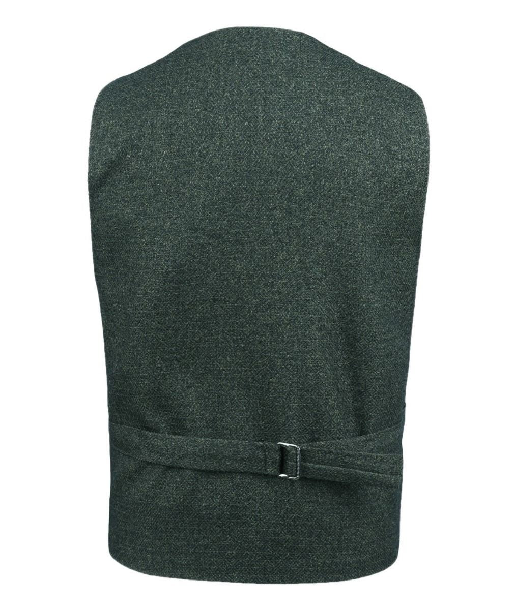 Mens Green Herringbone Tweed Double Breasted Waistcoat ALPINI