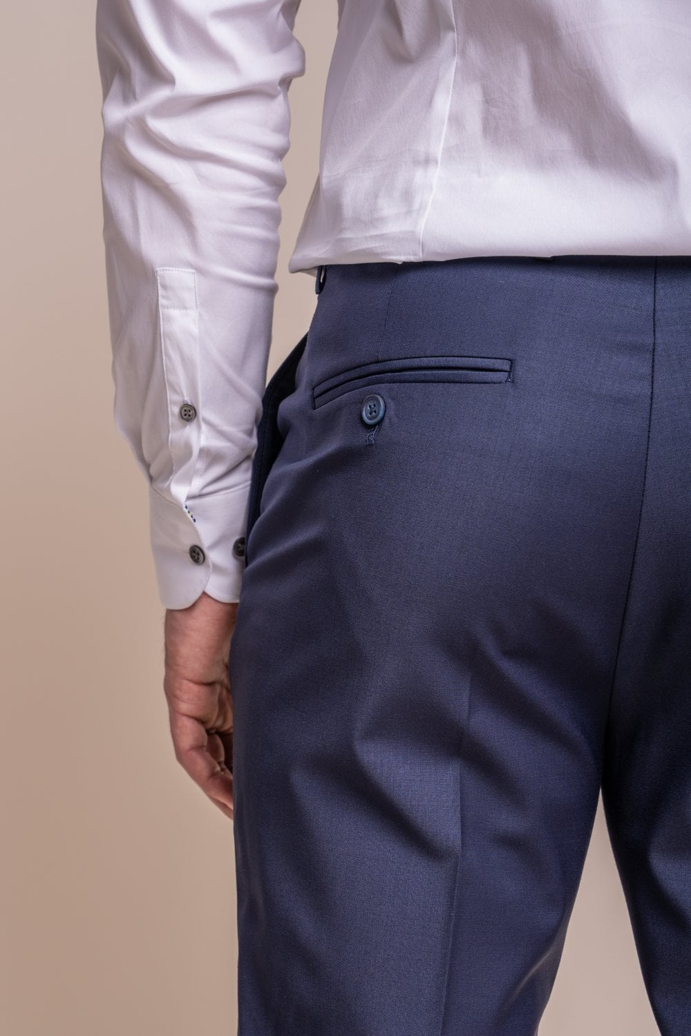 Men's Wool Blend Slim Fit Trousers - BOND - Navy